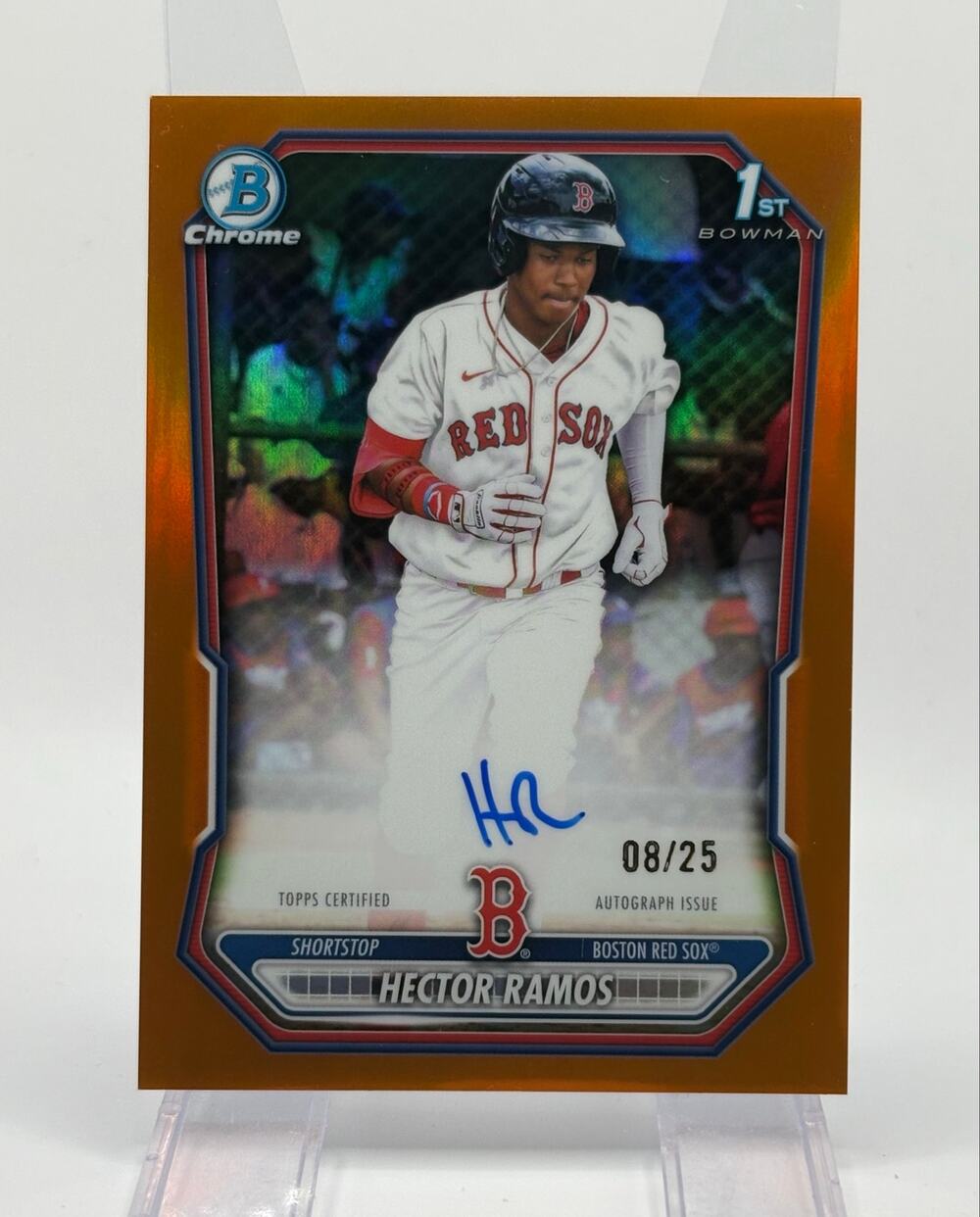 2026 Bowman Chrome Hector Ramos 1st True Orange Auto 8/25 SP Boston Red Sox